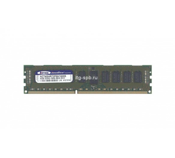 ACT4GHR72P8H1600S - Actica 4GB DDR3-1600MHz PC3-12800 ECC Registered CL11 240-Pin DIMM 1.35V Dual Rank Memory Module