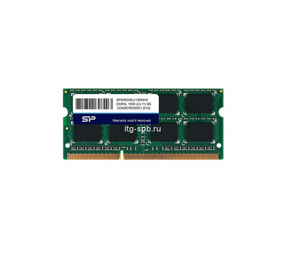 SP008GISLV160NH0 - Silicon Power 8GB DDR3-1600MHz PC3L-12800 ECC Unbuffered CL11 204-Pin SODIMM 1.35V Dual Rank Memory Module