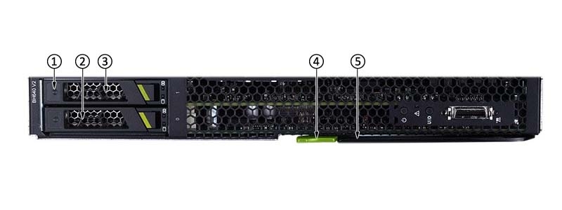 the front panel of Huawei BH640 V2 Blade Server