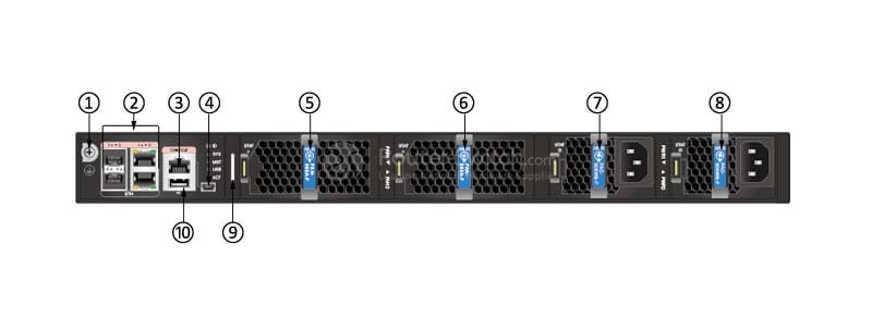 the front (power supply side) panel of CE6850-48T6Q-HI-B