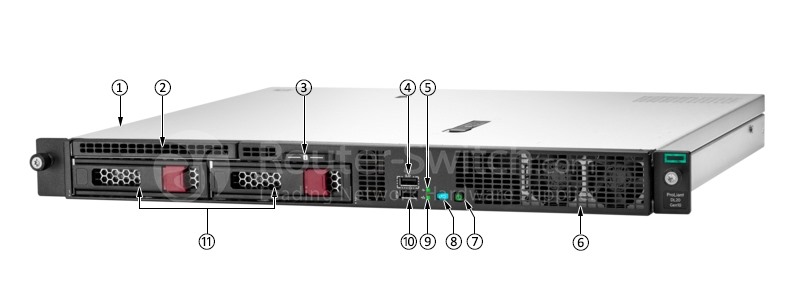 HPE DL20 Gen10 2LFF front panel